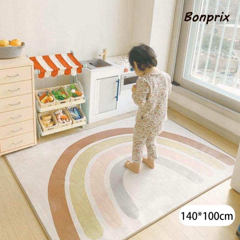Thảm trải sàn chống trượt thiết kế hình cầu vồng dễ thương an toàn cho bé vui chơi
