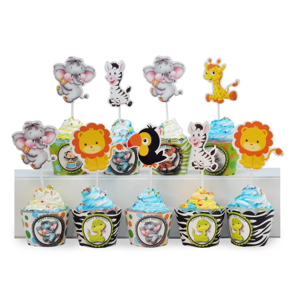 Combo 12 Tem và Lót Ly Cupcake cho bé Trai