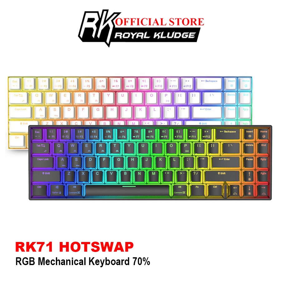 Bàn phím cơ không dây mini Royal Kludge RK71 LED RGB 71 phím pin sạc 1000mAh, kết nối Bluetooth nhỏ gọn, tiện lợi