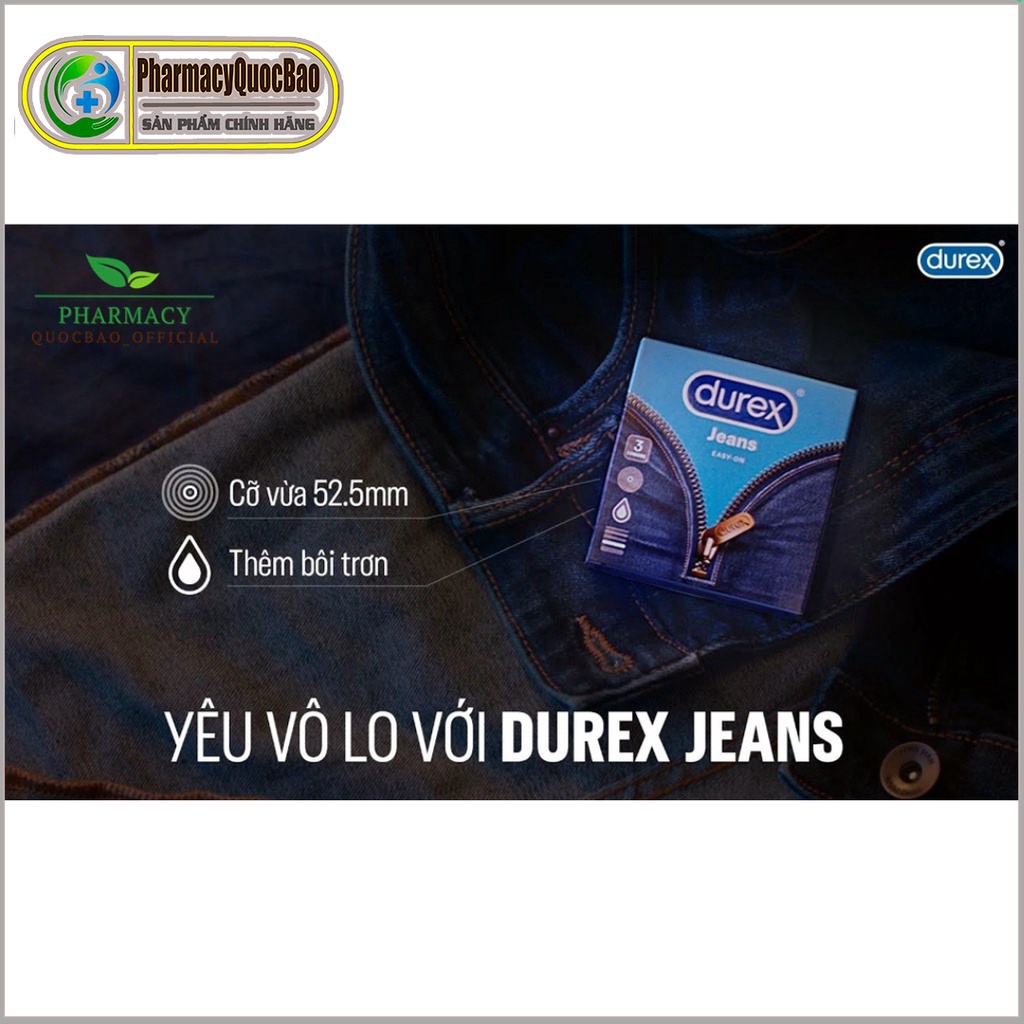 Bao cao su Durex Jeans - Hộp 3 cái - Ôm sát, vừa vặn