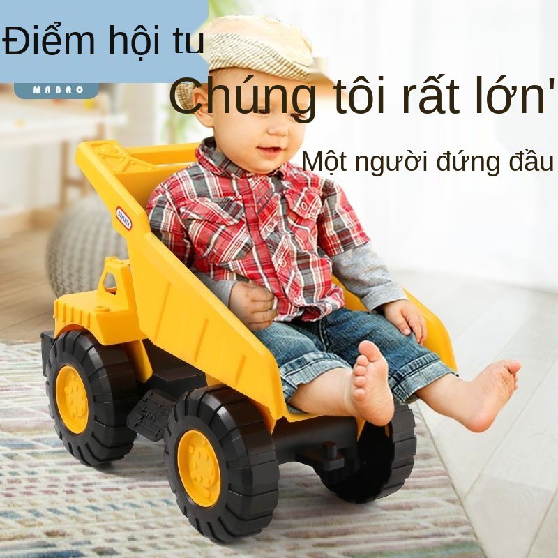 Xe ủi bãi lớn dành cho trẻ em máy xúc có thể ngồi trên bé trai đồ chơi 3 tuổi 6