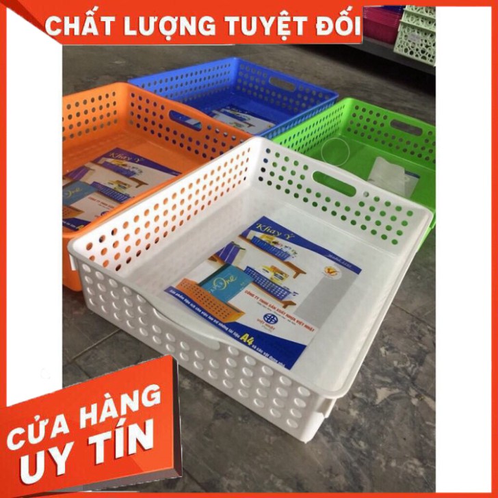 KHAY NHỰA CHỮ NHẬT, RỔ NHỰA A4 B5 NHỰA VIỆT NHẬT MÀU TRẮNG ĐA NANG