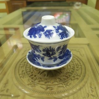 Bát trà sâm rồng - sen men cổ lam