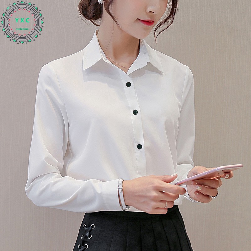 Áo sơ mi công sở dài tay phong cách đơn giản thanh lịch dành cho nữ