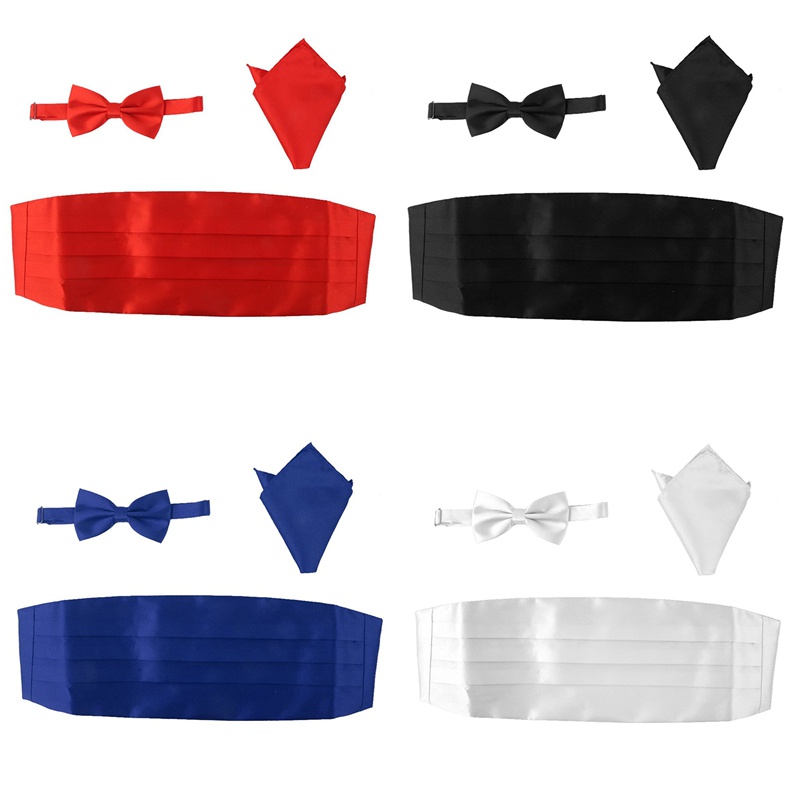 Bộ 3 Khăn Tay Satin Vuông Bỏ Túi Đính Nơ Thời Trang Cho Nam