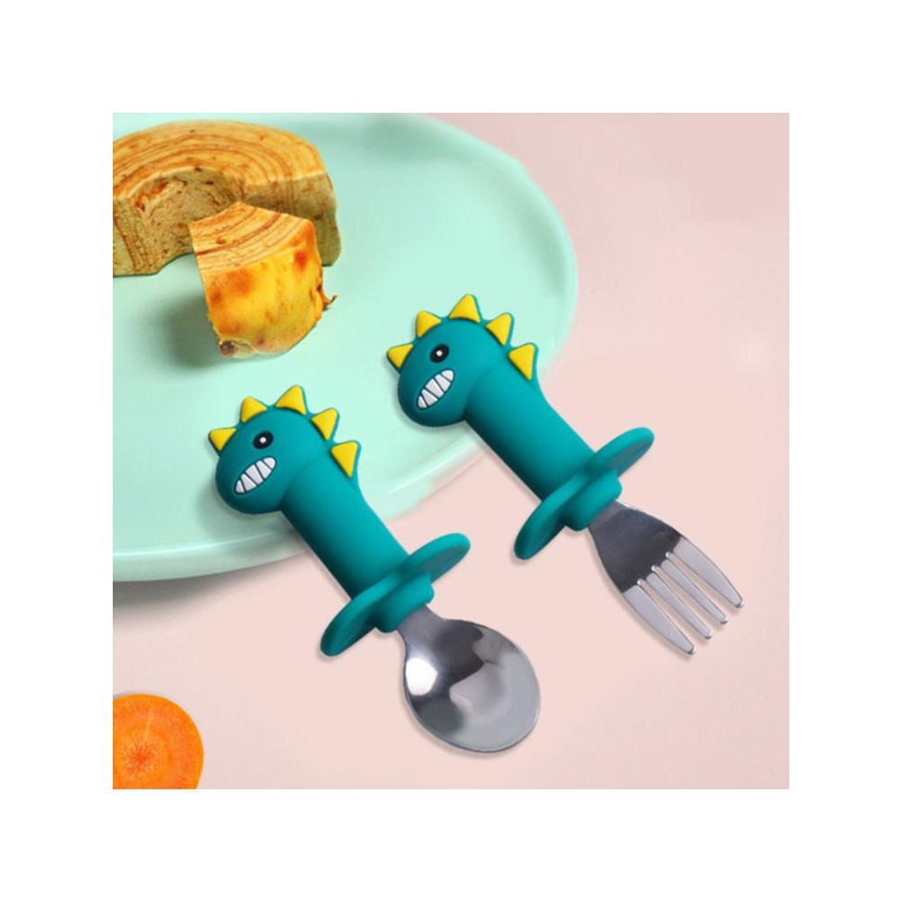 (Hàng Mới Về) Set 2 Dụng Cụ Ăn Dặm Cho Bé Bằng Thép Không Gỉ Họa Tiết Hoạt Hình Dễ Thương