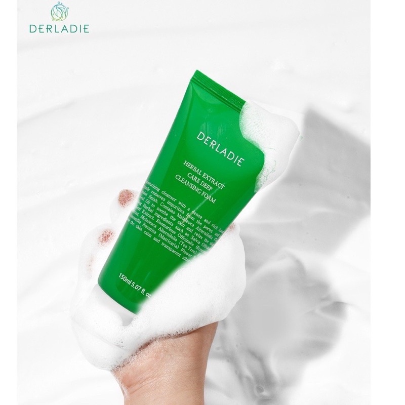Sữa Rửa Mặt Tràm Trà Sạch Sâu, Kiềm Dầu Derladie Herbal Extract Care Deep Cleansing Foam 150ml