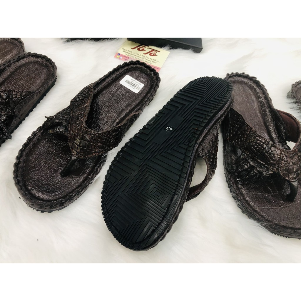 Dép Nam Da Cá SẤU thật NGUYÊN MÓNG bảo hành 2 năm