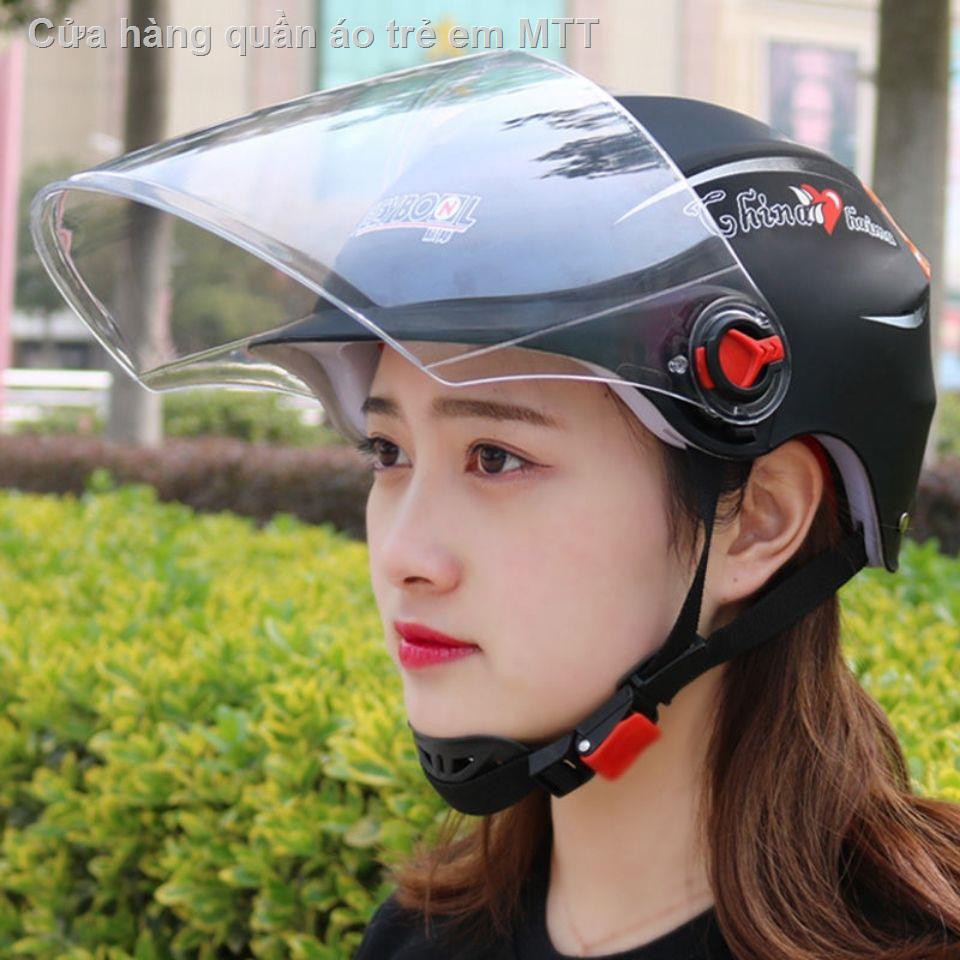 mũ bảo hiểm mùa hè nam và nữ bốn nói chung chống sai xe máy điện dễ thương chu vi đầu màu đỏ có thể điều chỉnh đ