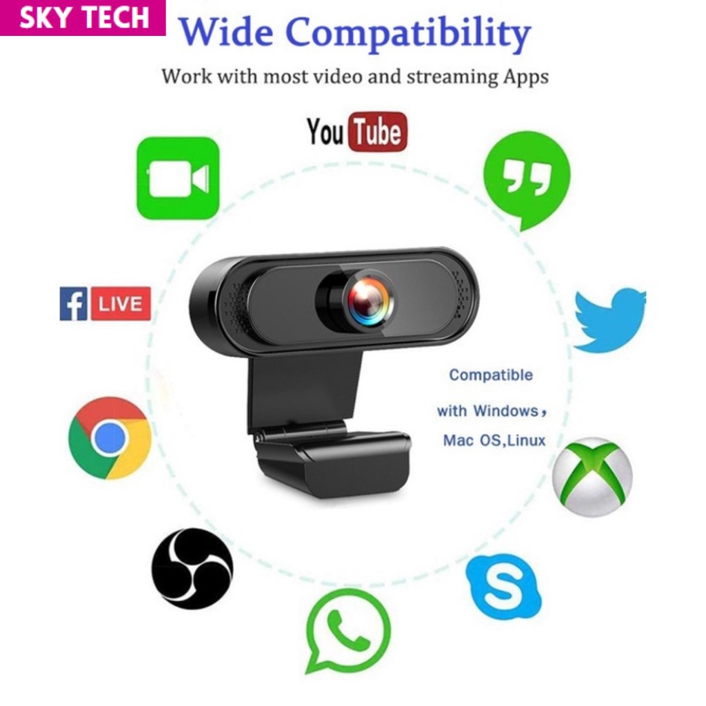 Webcam học trực tuyến kết nối máy tính lap top có mic độ phân giải full hd 1080p full box siêu nét