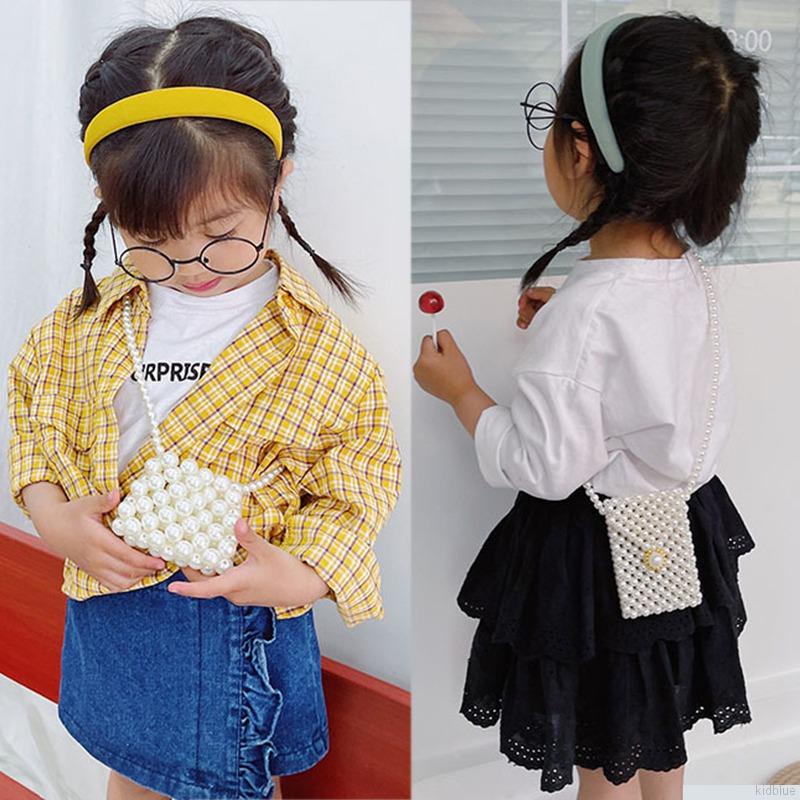 Túi đeo chéo mini đính hạt ngọc trai dễ thương cho bé gái