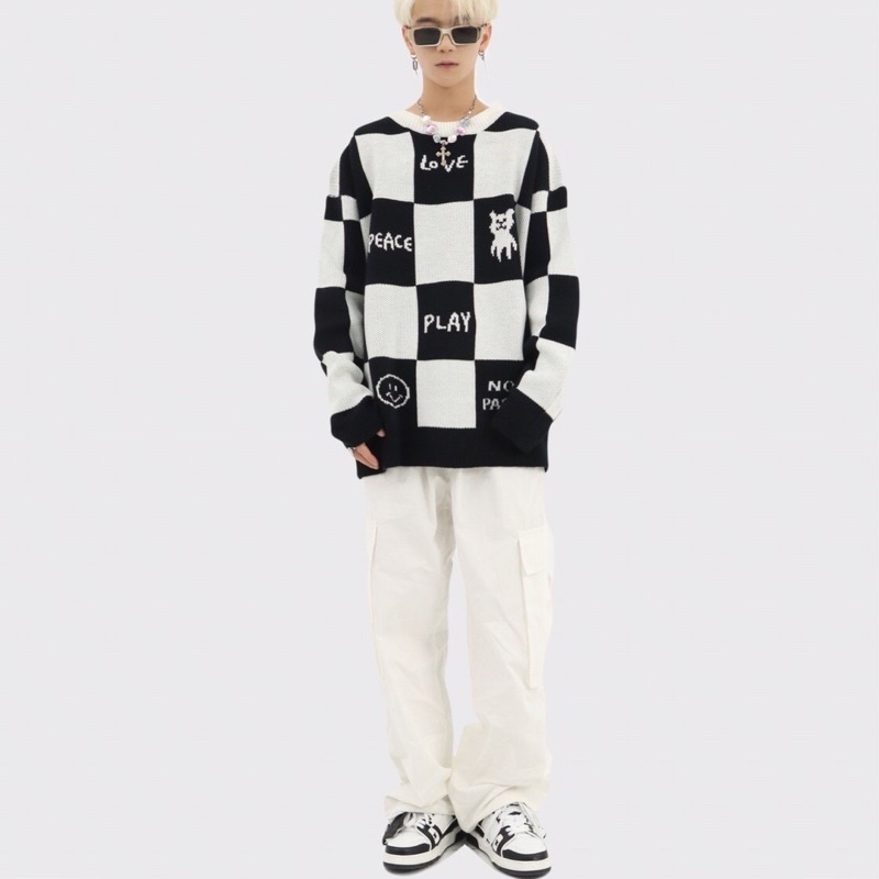 Checker Sweater / áo len caro (ảnh tự chụp ở cuối)