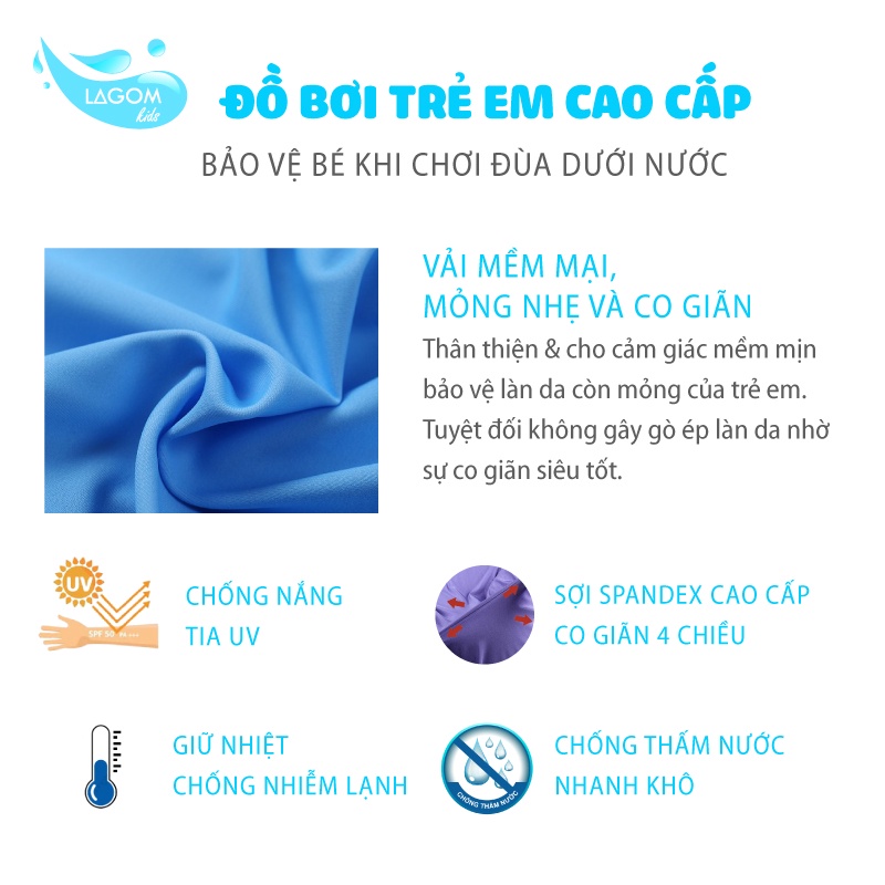 Đồ Bơi Cho Bé Trai Tay Dài [KÈM MŨ]  10 - 40kg | Bộ Bơi Dài Tay Bé Trai Đi Biển Cao Cấp