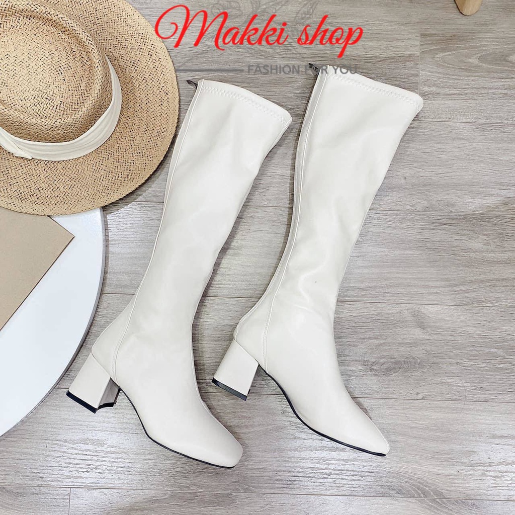 Boot đùi nữ đế cao khóa kéo, giày bốt nữ da siêu đẹp cao cấp giá rẻ MAKKI SHOP TD432
