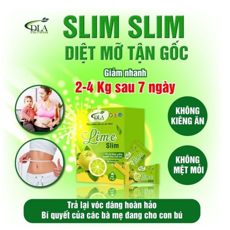 Kẹo dẻo giảm cân chanh dây Lime Slim, giảm mỡ đẹp da an toàn, 1 hộp 7 viên: