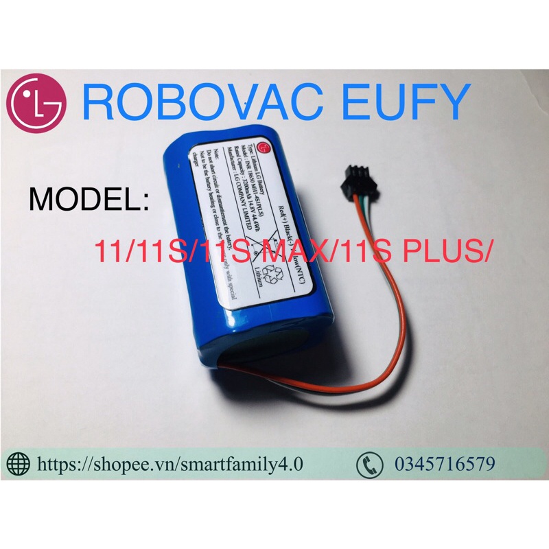 (Pin LG 3200mA-BH 6 tháng) Nâng cấp cho robot hút bụi Robovac Eufy model: 11,11S,11S MAX,11S PLUS