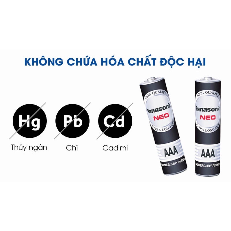 Vỉ 2 Pin Đũa AAA Panasonic R03NT-2S Chính Hãng Nắp Cho Nhiệt Kế Hồng Ngoại, Tivi, Đồ Chơi...
