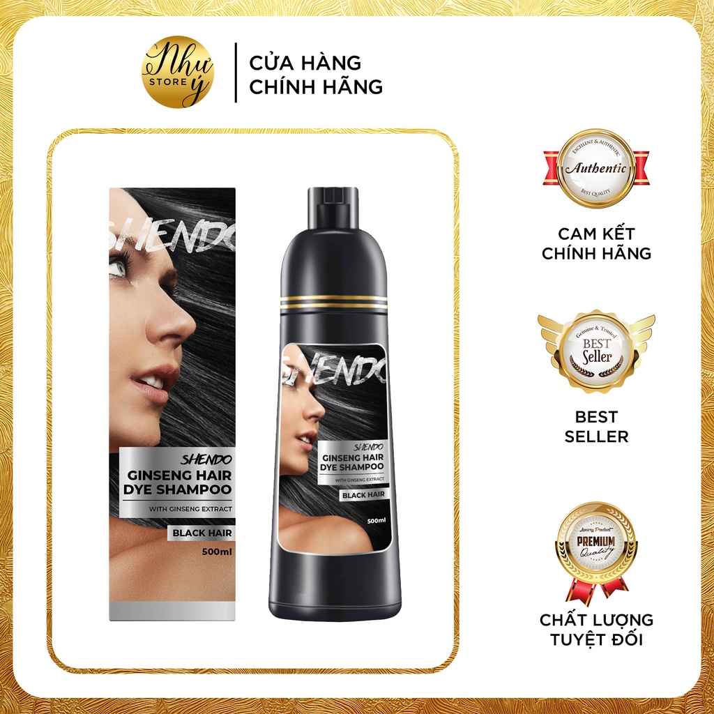 Shendo hair - Dầu gội nhuộm tóc phủ bạc nhân sâm, phủ đen tóc phủ nâu tự nhiên số 1 Nhật Bản 500ml - VT199