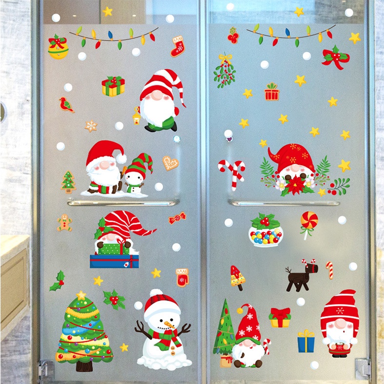 Decal dán tường Noel Hít Tĩnh Điện không Dơ Kính - Noel lùn đáng yêu