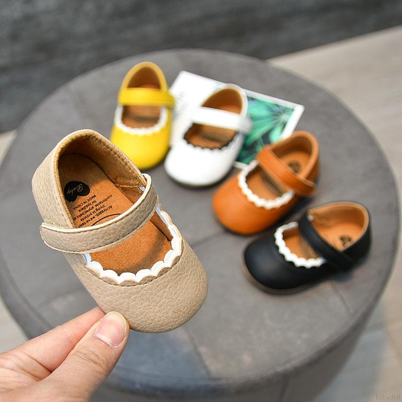 Giày da công chúa tập đi đế mềm chống trơn trượt dễ thương cho bé gái 0-18 tháng