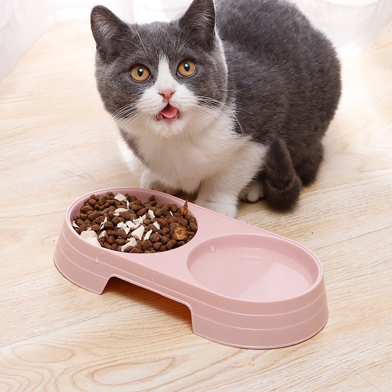 Bát ăn cho Chó Mèo hai ngăn - Chất liệu nhựa siêu tiện dụng