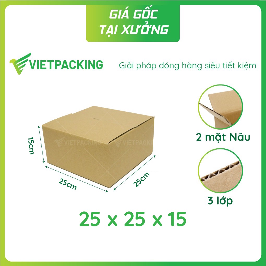 25x25x15 - 25 hộp carton đóng hàng đẹp chắc chắn V145