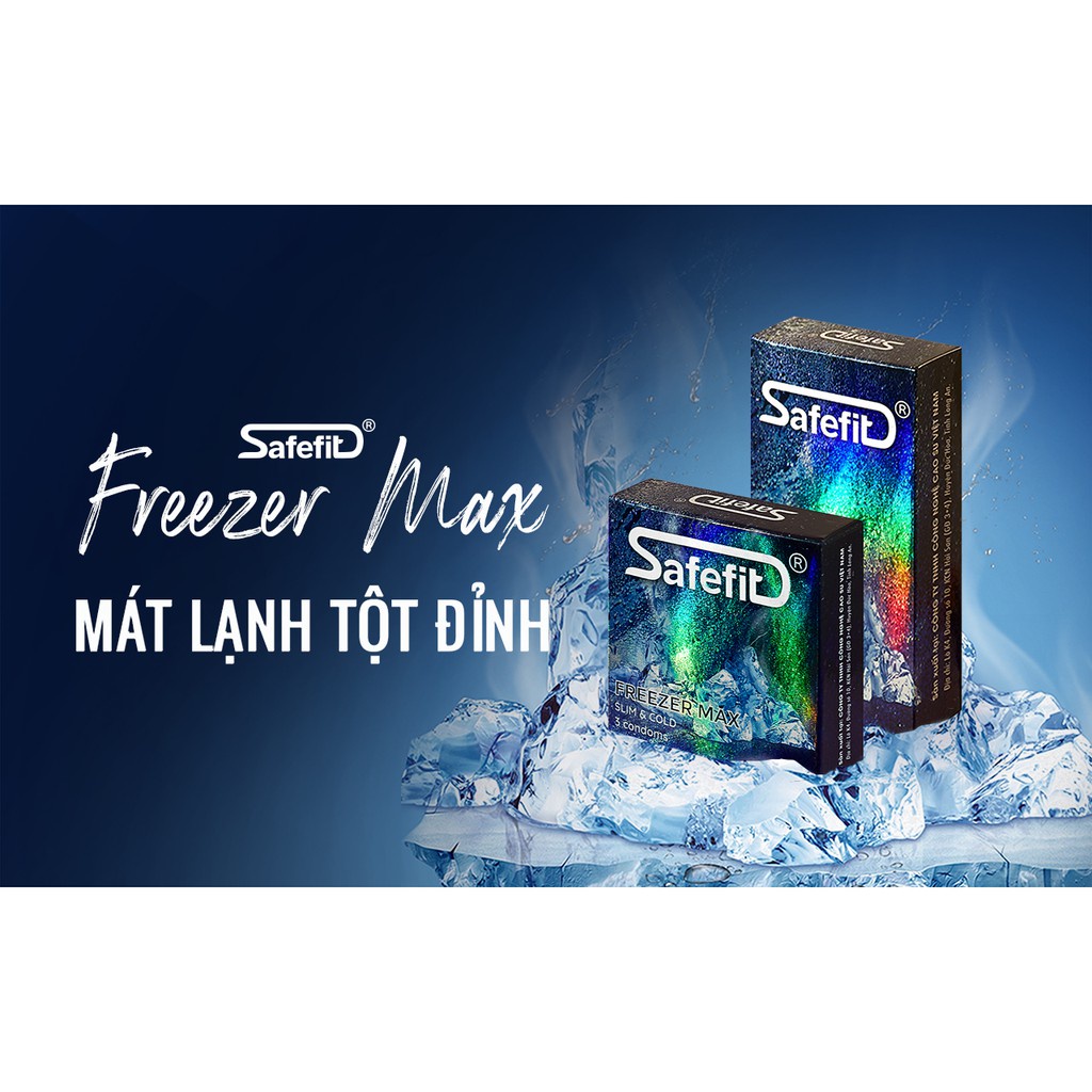 Bao cao su Safefit Freezer Max bạc hà mát lạnh, bcs siêu mỏng kéo dài thời gian quan hệ