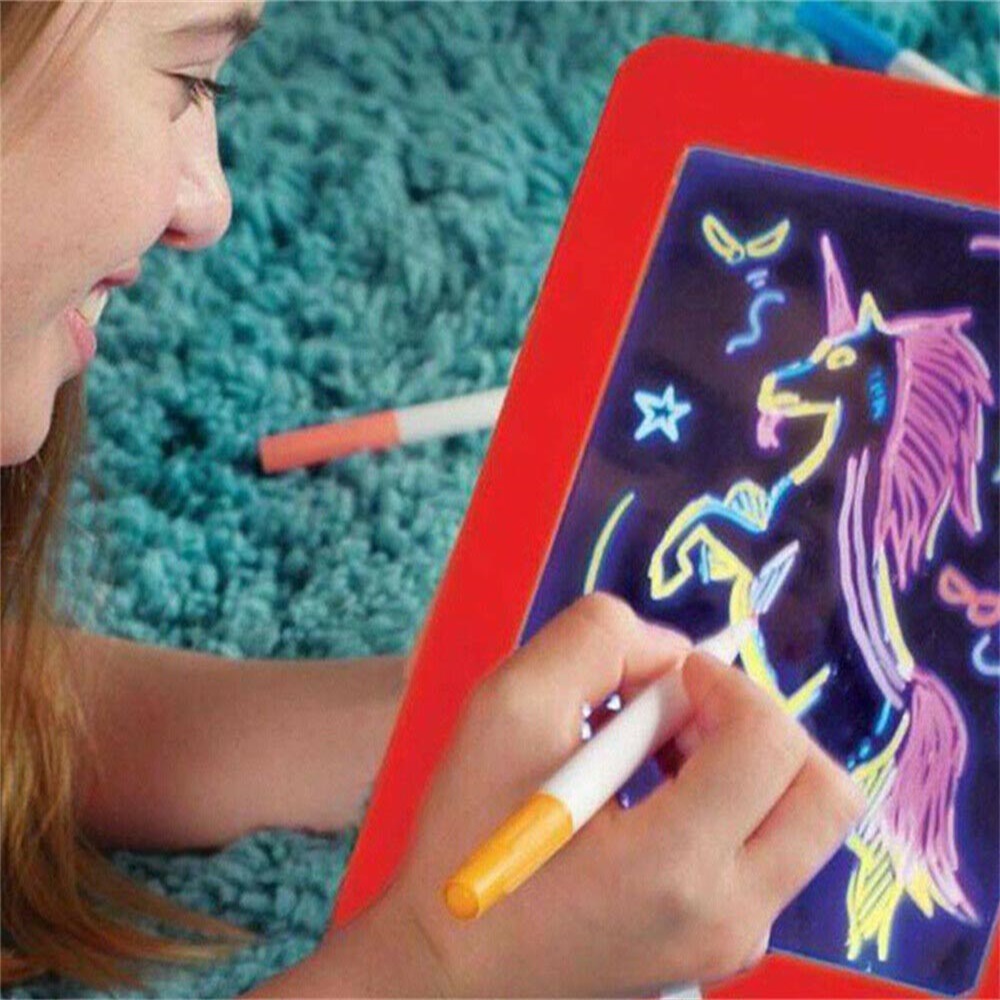 3D Magic Drawing Pad LED Light Glow Art Writing Puzzle Board Toys Gift for Kids