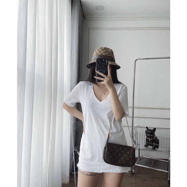 Áo thun cổ tim hottrend siêu mát, chất cotton giấy co giản 4 chiều