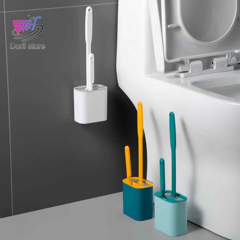 Bộ Chổi Cọ Rửa Nhà Vệ Sinh, Cây Cọ Toilet Bồn Cầu Bằng SiliCon Có Giá Đựng Dán Tường- Dorii Store