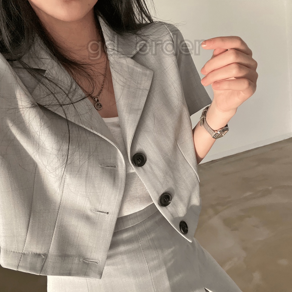B43|Set bộ vest công sở hàn quốc đẹp ngắn tay trẻ trung kèm chân váy gd_order