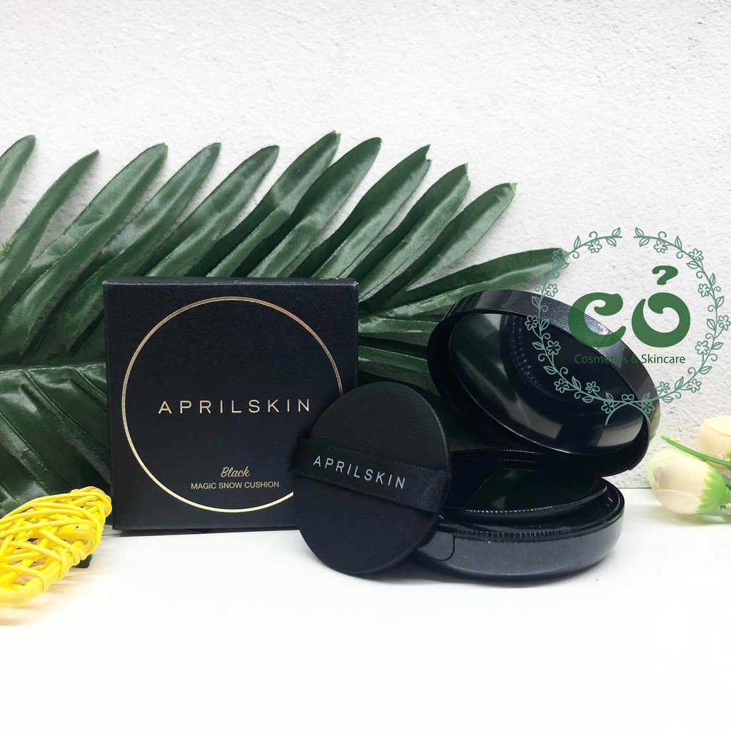 Phấn Nước Aprilskin Kiềm Dầu, Che Phủ Hoàn Hảo April Skin Black Magic Snow Cushion 15g - Vỏ Đen