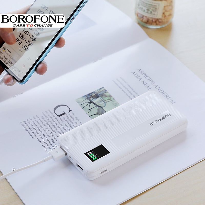 Pin sạc dự phòng 10000mAh BOROPHONE BT32 đèn LED hiển thị, 2 cổng ra 2A - Chính hãng