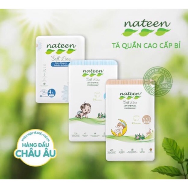 ⚡QUÀ HẤP DẪN⚡ Bỉm NATEEN, Tã Dán/Tã Quần  Hữu Cơ Đủ Size Sdán56/Mdán48/Ldán44/Lquầnq54/XLquần48/XXLquần42