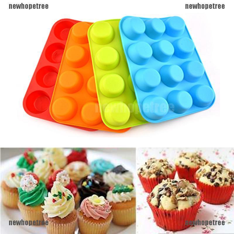 Bộ 12 Khuôn Silicone Nướng Bánh Chống Dính