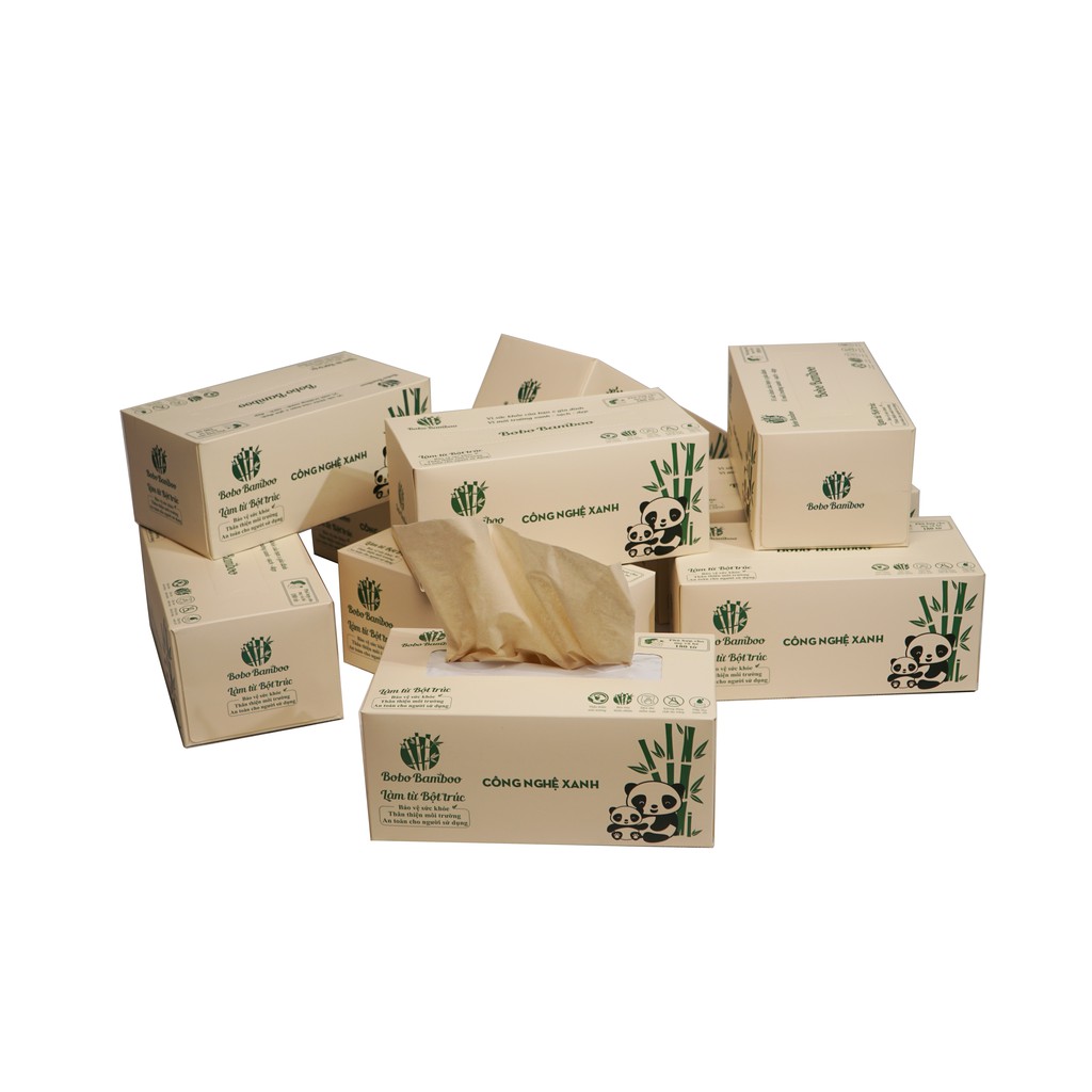 20 Hộp Giấy Ăn Gấu Trúc BOBO BAMBOO Cao Cấp 180 tờ/hộp Siêu Dai