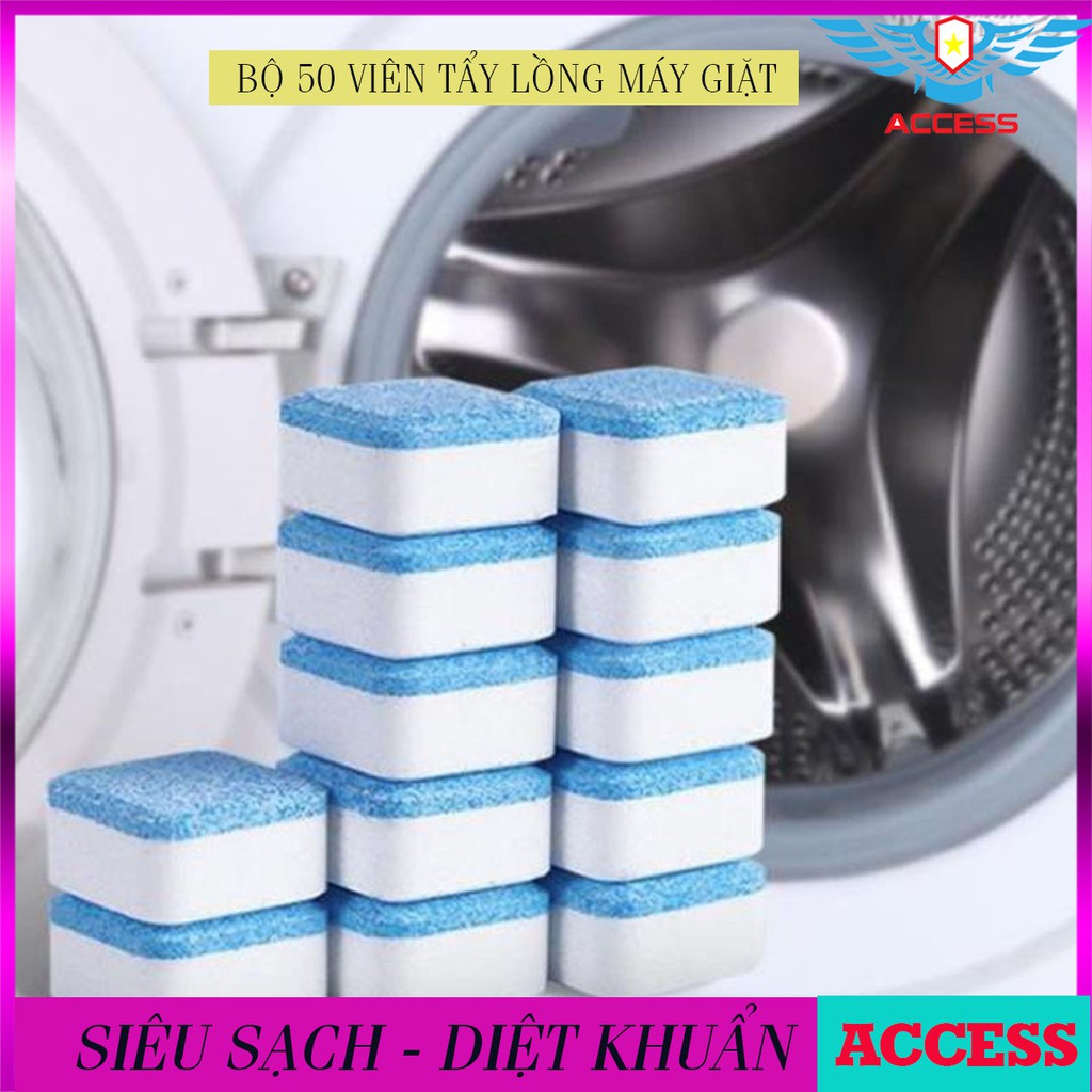 [ Bộ 50 Tẩy Lồng ] Viên Tẩy Vệ Sinh Lồng Máy Giặt Diệt khuẩn Và Tẩy Chất Cặn Lồng Máy Giặt Hiệu Quả ACCESS-SHOP