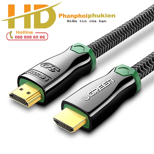 Cáp HDMI 2M Bọc Lưới Kim Loại Ugreen 10292 UG-10292 Chính Hãng