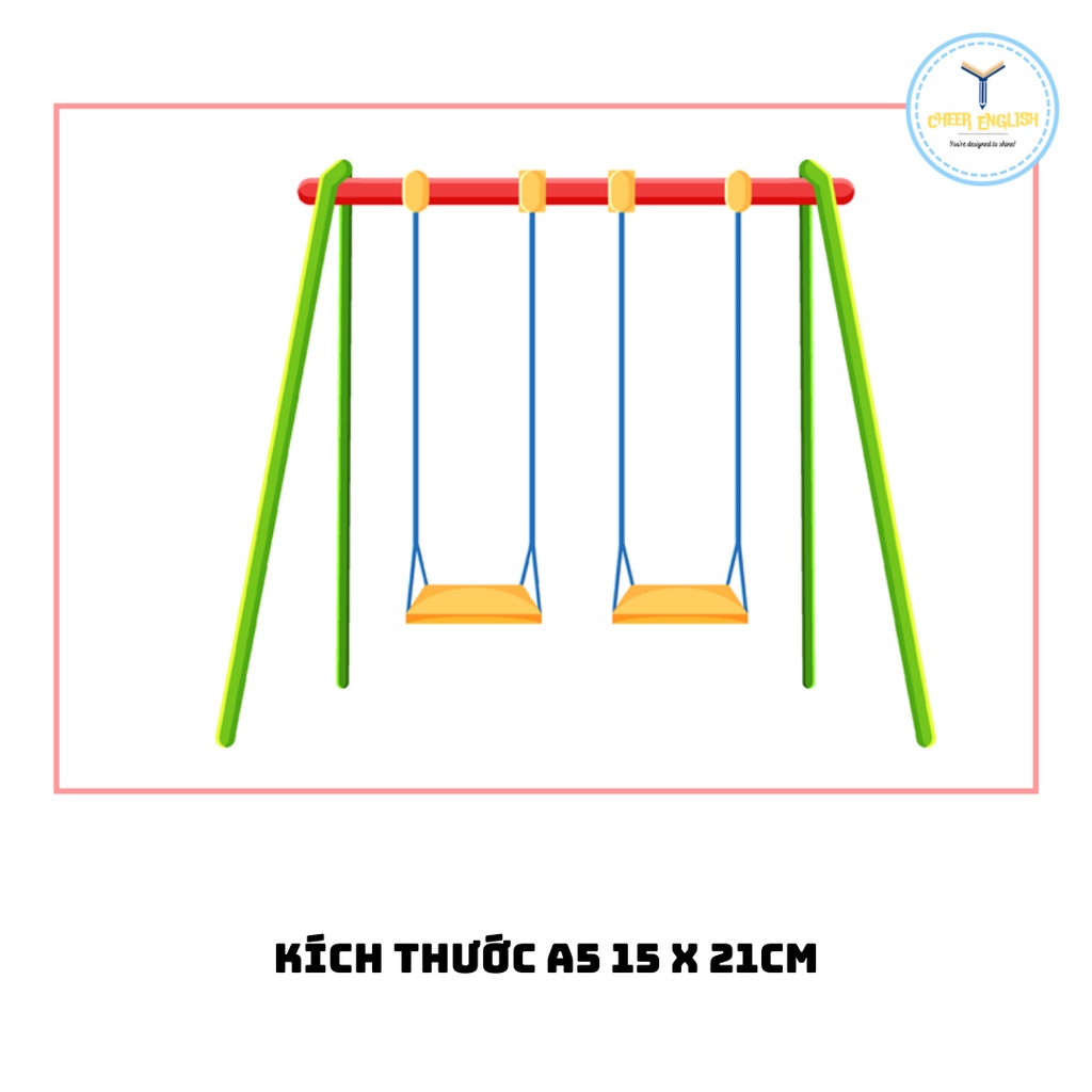 Flashcard chủ đề sân chơi thẻ học Tiếng Anh ép plastic