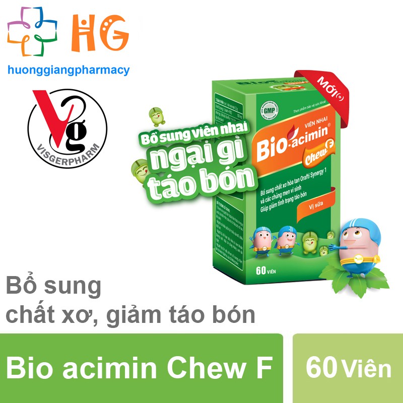Bio-acimin Chew F – Viên nhai bổ sung chất xơ và men vi sinh (Lọ 60 viên)