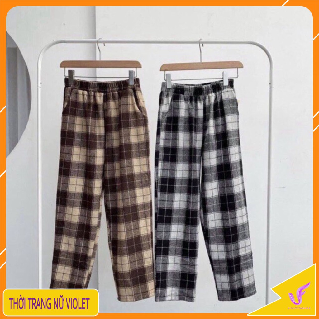 Quần Kẻ Caro 💝Quần nữ dáng rộng💝 ống xuông-unisex-vintage-chất liệu vải thô mềm-gồm 8 màu trẻ trung-năng động Mã QC01 | BigBuy360 - bigbuy360.vn
