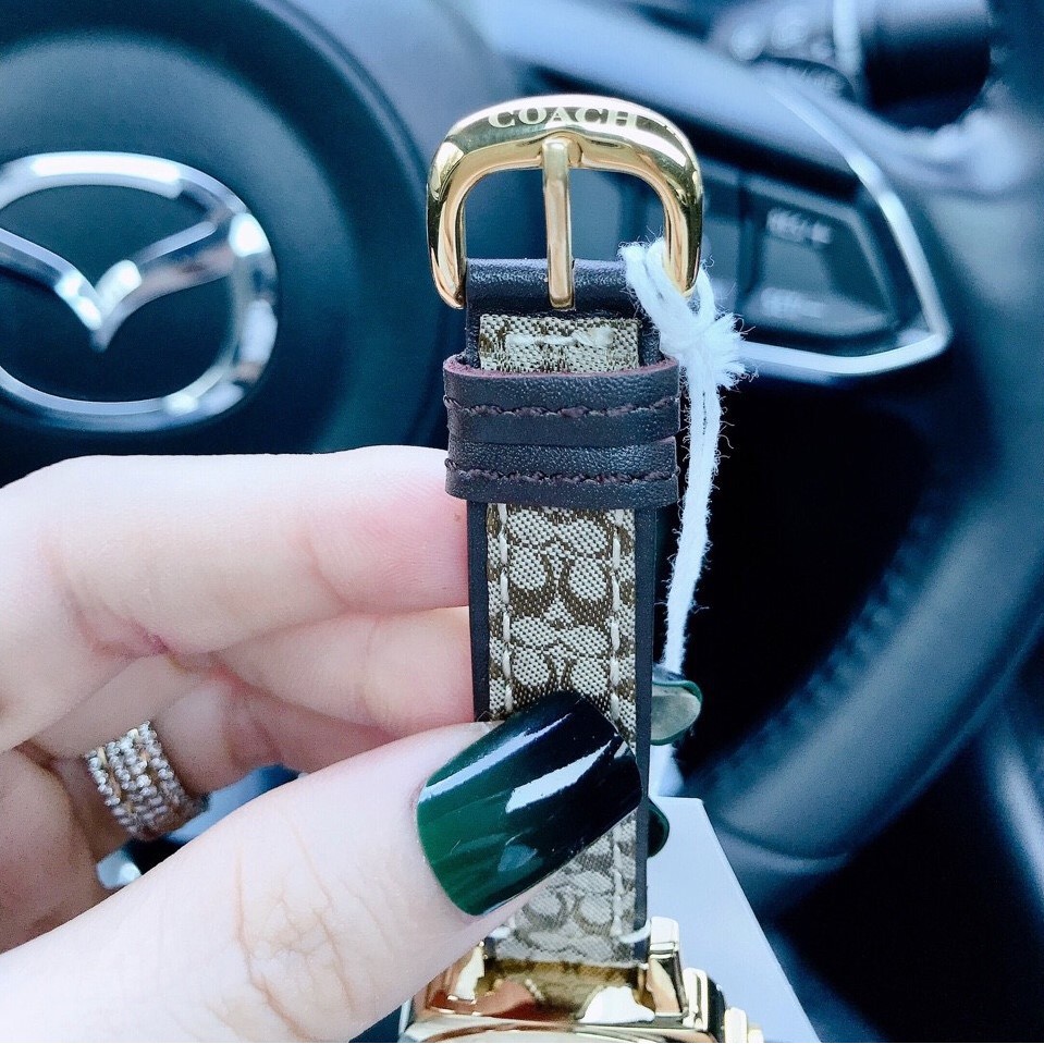 Đồng Hồ Coach Nữ Dây Da 35mm - Mặt Vàng - Chính Hãng