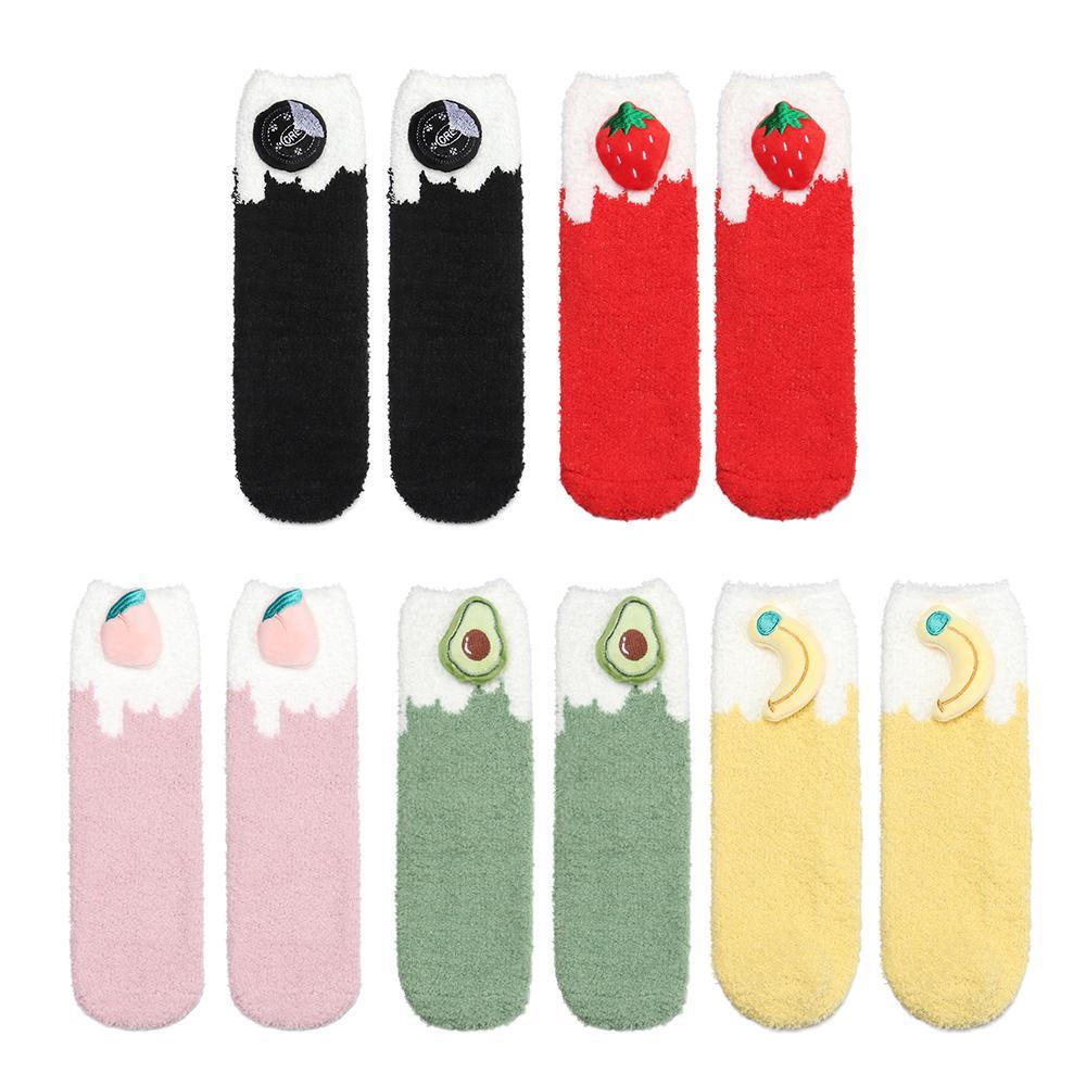 Vớ Lông Cừu San Hô Ấm Áp Hình Trái Cây Dễ Thương MIHAN1