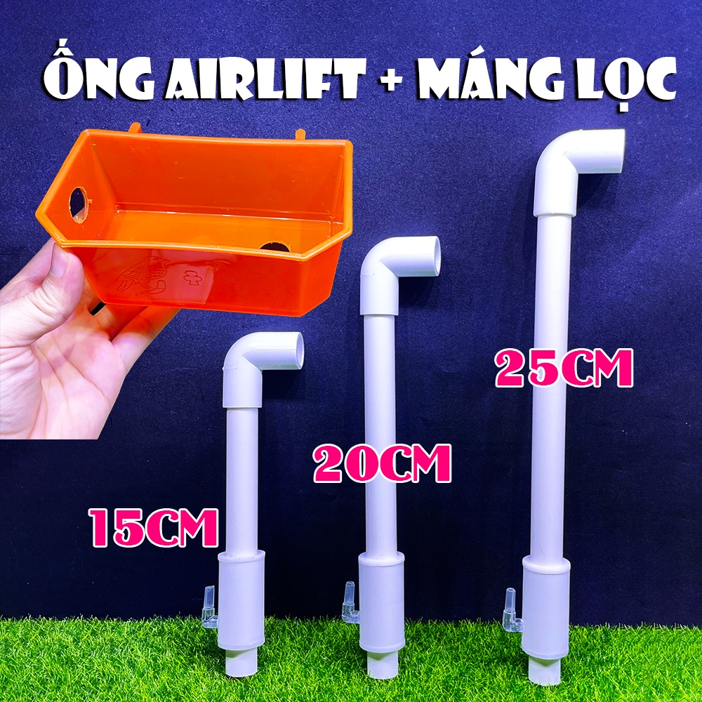 Ống bơm airlift, bơm nước bể cá bằng khí oxy, tự chế lọc vi sinh