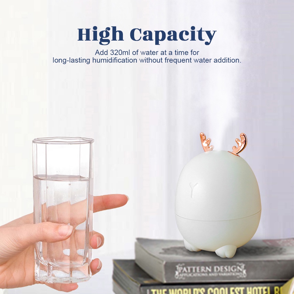 Máy Phun Sương Tạo Độ Ẩm Không Khí 320ML Tiếng Ồn Thấp Kết Nối USB