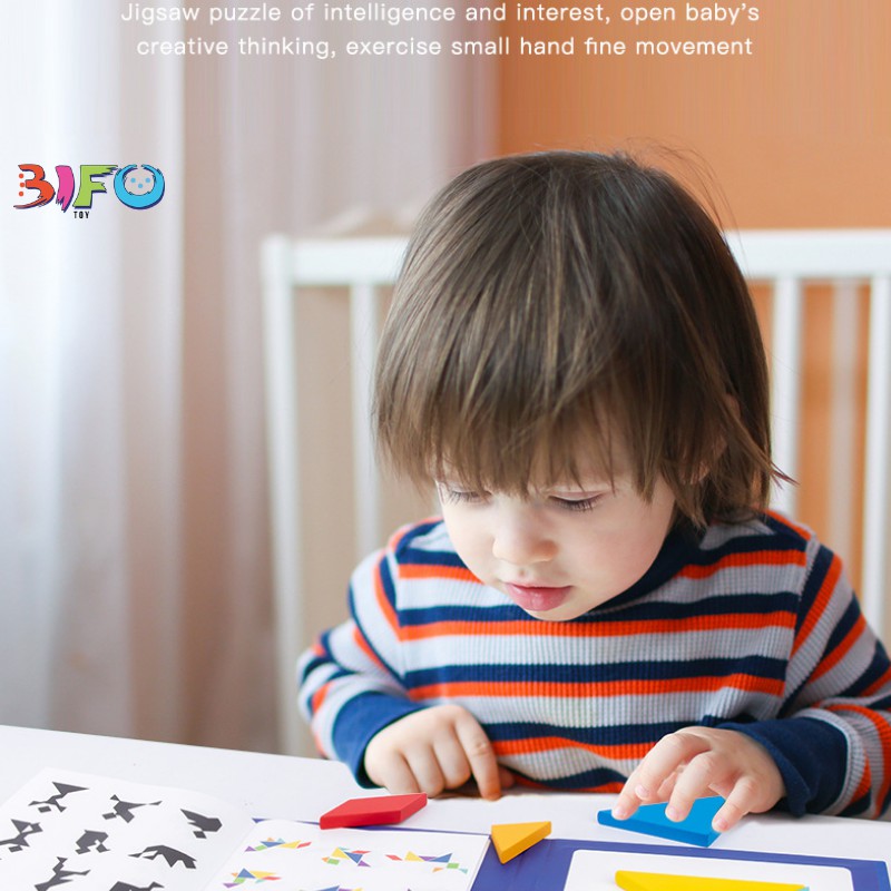 Đồ chơi cho bé xếp hình tư duy Tangram gỗ có kèm sách từ tính cho trẻ rèn luyện tư duy sáng tạo từ nhỏ cho bé