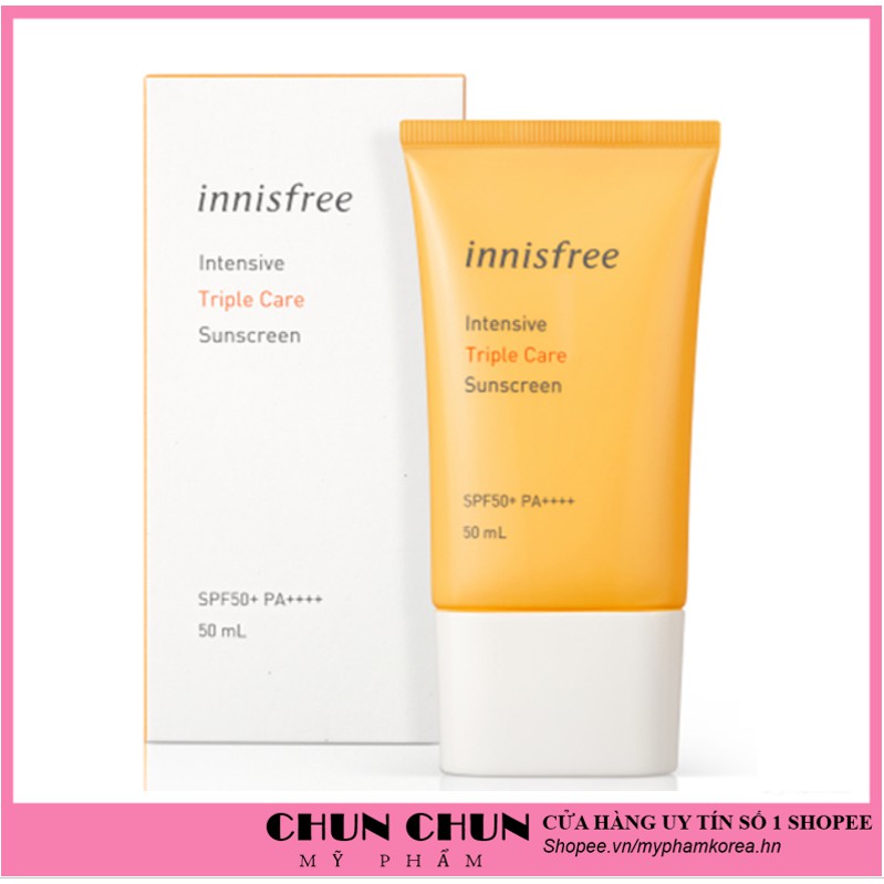 Kem chống nắng lâu trôi làm sáng da innisfree Intensive Triple Care Sunscreen SPF50+ Pa++++ Hàn Quốc 50ml