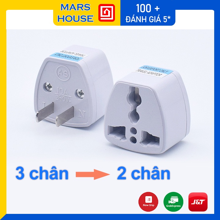 Đầu Chuyển Đổi Phích Cắm Từ 3 Chân Sang 2 Chân Nguồn 220V Bảo Hành 12 Tháng