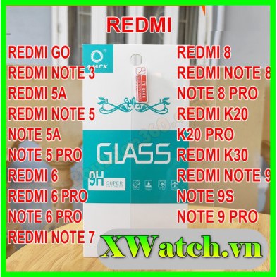Kính Cường Lực Xiaomi Dòng Redmi Loại Tốt Độ Cứng 9H không full (Tặng Giấy Lau)