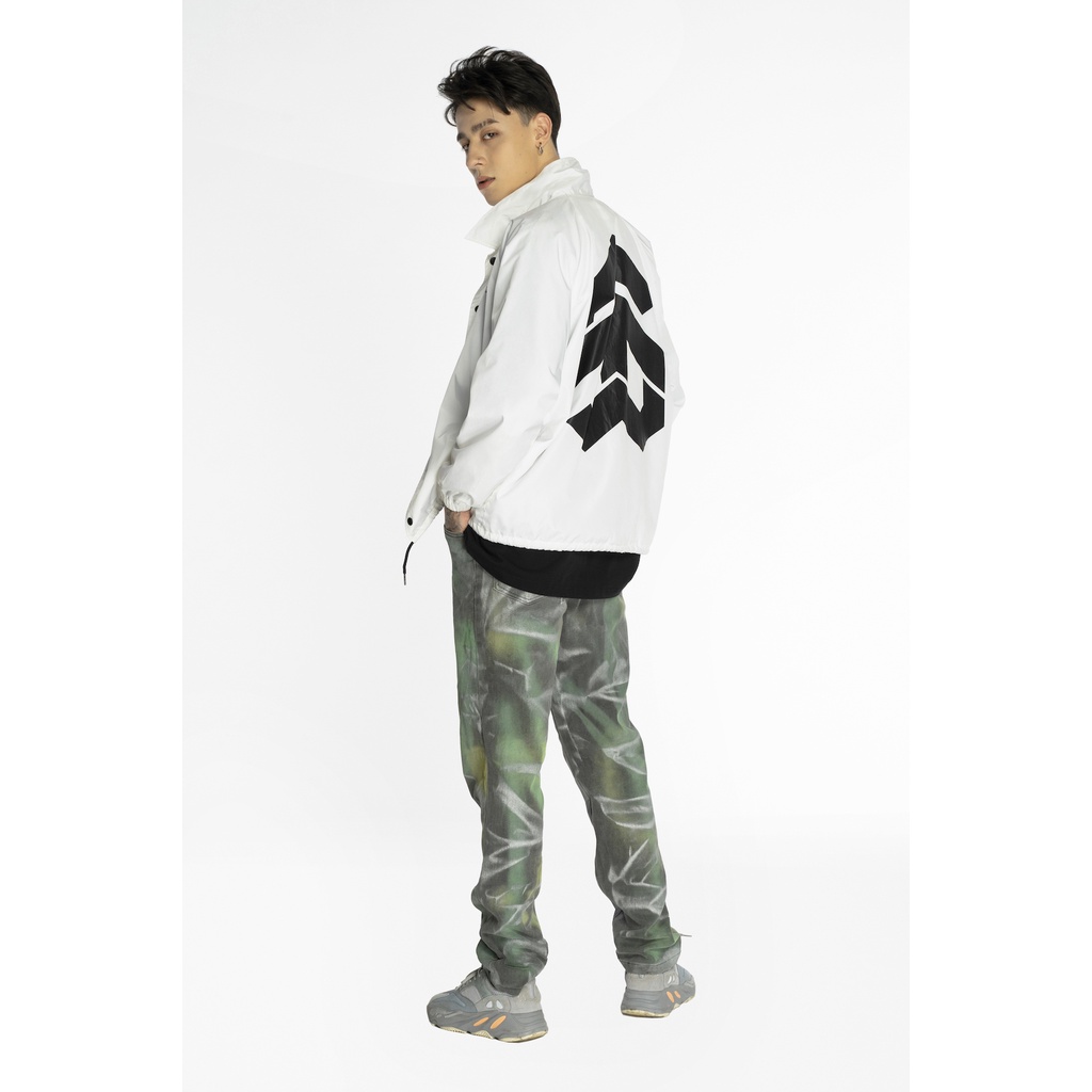 5THEWAY /solid/ BIG LOGO COACH JACKET in WHITE aka Áo Khoác gió màu trắng